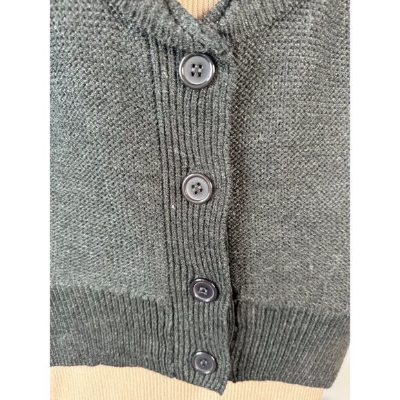 Love Rocks Womens Large Gray Acrylic Shawl Collar Button Cardigan Sweater - Picture 2 of 16